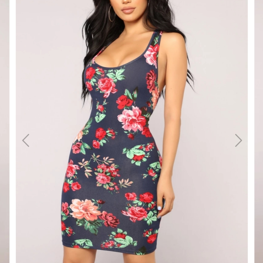 Navy floral dress fashion nova